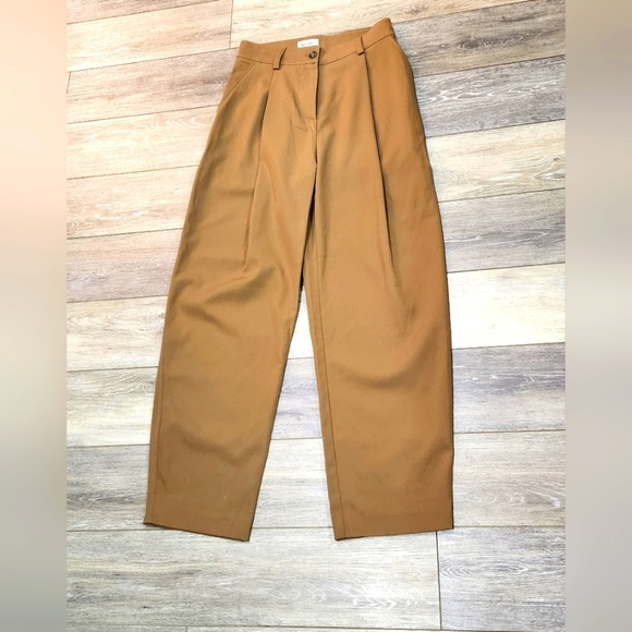 Weekday Brown High Rise Wide Leg Terra Suit Trousers Pants Size 36 - Picture 1 of 13